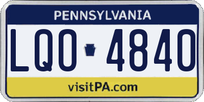 PA license plate LQO4840