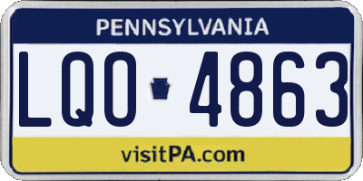 PA license plate LQO4863