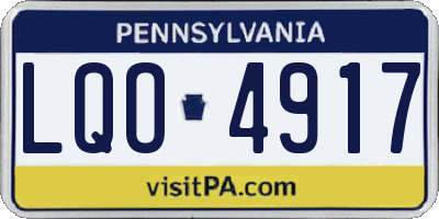 PA license plate LQO4917