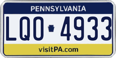 PA license plate LQO4933