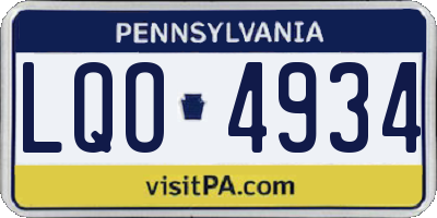 PA license plate LQO4934