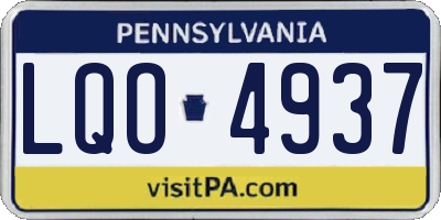 PA license plate LQO4937