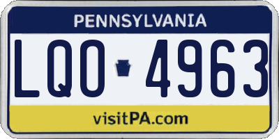 PA license plate LQO4963