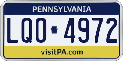 PA license plate LQO4972