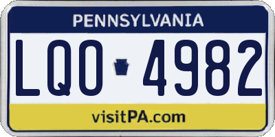 PA license plate LQO4982