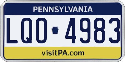 PA license plate LQO4983