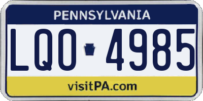 PA license plate LQO4985