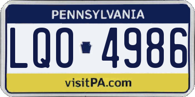 PA license plate LQO4986
