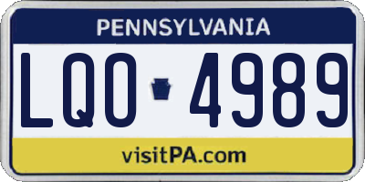 PA license plate LQO4989
