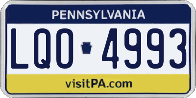 PA license plate LQO4993