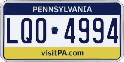 PA license plate LQO4994