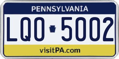 PA license plate LQO5002