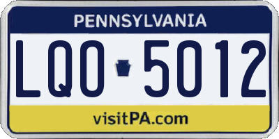 PA license plate LQO5012