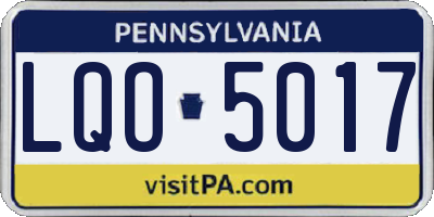PA license plate LQO5017