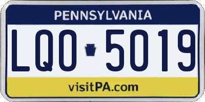 PA license plate LQO5019