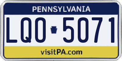 PA license plate LQO5071