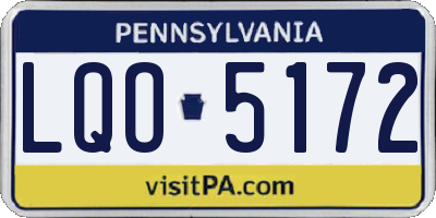 PA license plate LQO5172
