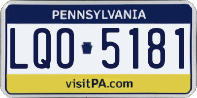 PA license plate LQO5181