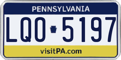 PA license plate LQO5197