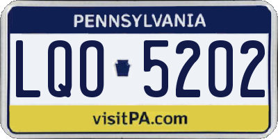 PA license plate LQO5202