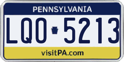 PA license plate LQO5213