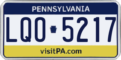 PA license plate LQO5217