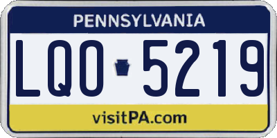 PA license plate LQO5219