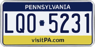 PA license plate LQO5231