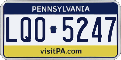 PA license plate LQO5247