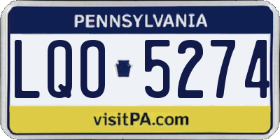 PA license plate LQO5274