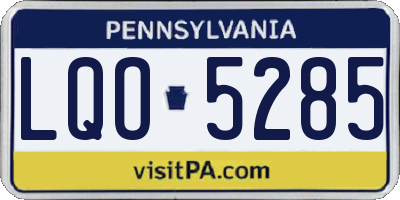 PA license plate LQO5285