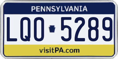 PA license plate LQO5289