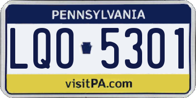 PA license plate LQO5301