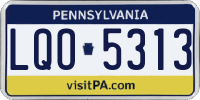 PA license plate LQO5313