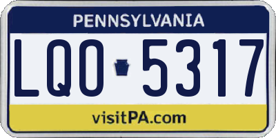 PA license plate LQO5317