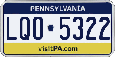 PA license plate LQO5322