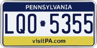 PA license plate LQO5355