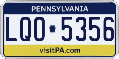 PA license plate LQO5356