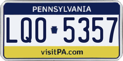 PA license plate LQO5357
