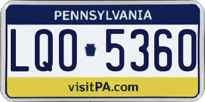 PA license plate LQO5360