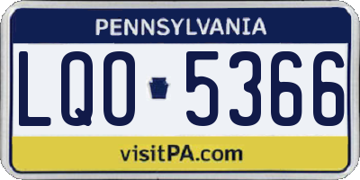 PA license plate LQO5366