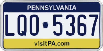 PA license plate LQO5367