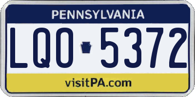 PA license plate LQO5372
