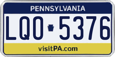 PA license plate LQO5376