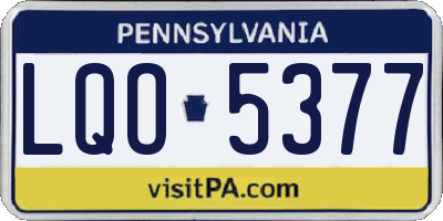 PA license plate LQO5377