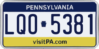 PA license plate LQO5381