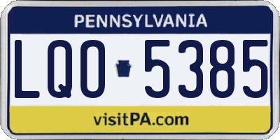 PA license plate LQO5385