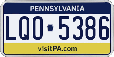 PA license plate LQO5386