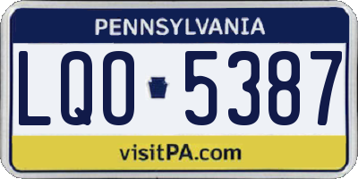 PA license plate LQO5387