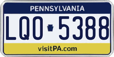 PA license plate LQO5388